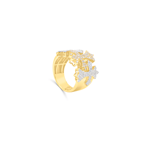10K Gold Diamond Cross Men's Ring 1.85CT