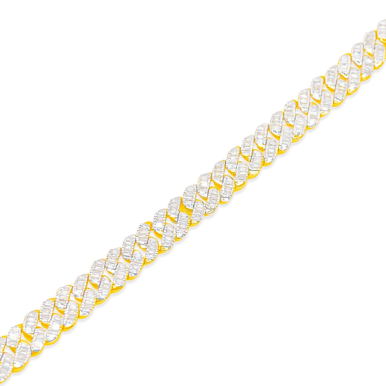 7mm 10K Gold Diamond Cuban Bracelet
