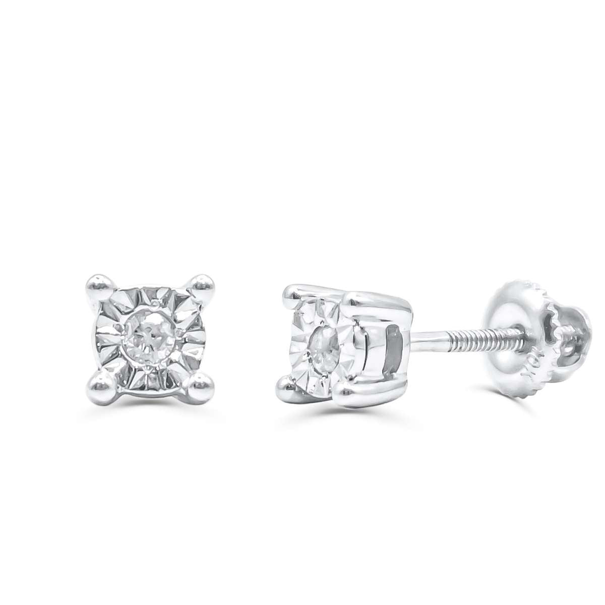 10K White Gold Diamond Earring