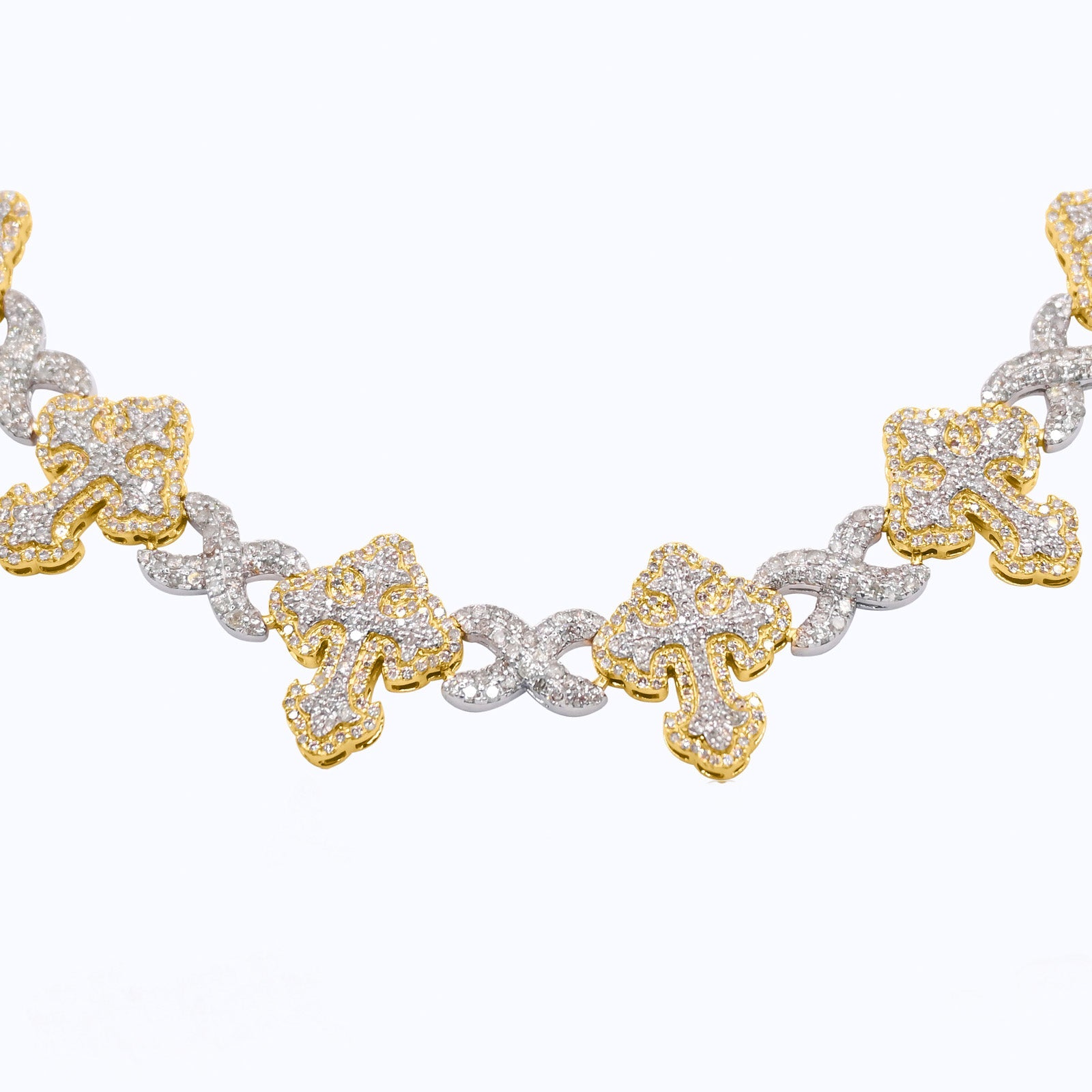 12mm 10K Gold Cross Cut Infinity Diamond Chain