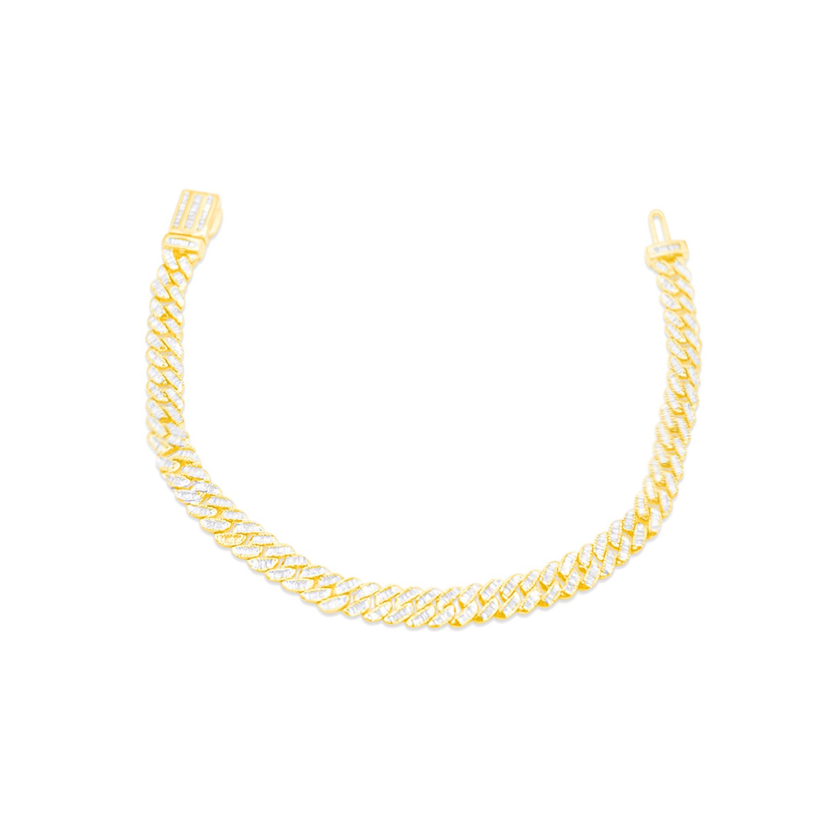 7mm 10K Gold Diamond Cuban Bracelet
