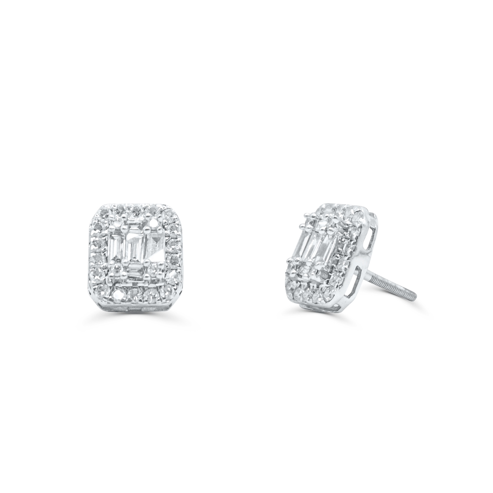 10K White  Gold Diamond Earring