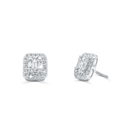 10K White  Gold Diamond Earring