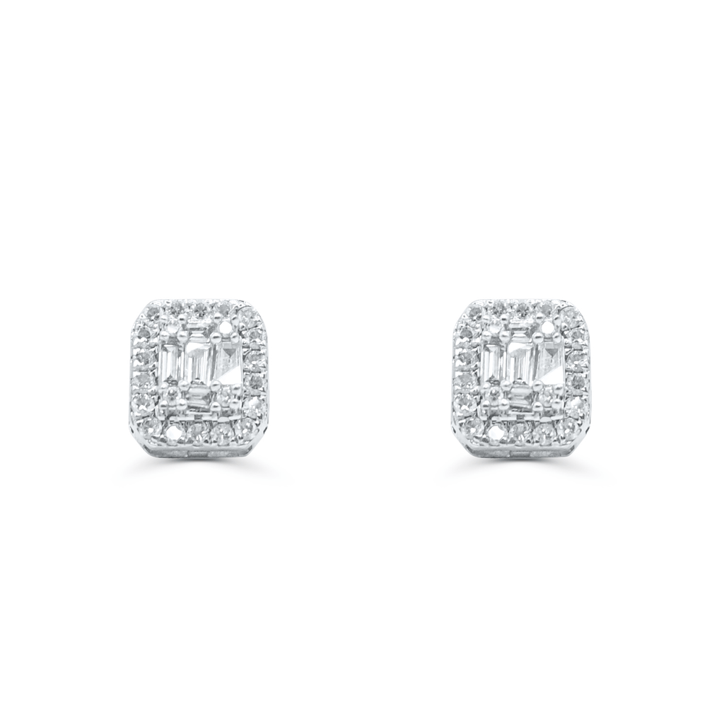 10K White  Gold Diamond Earring