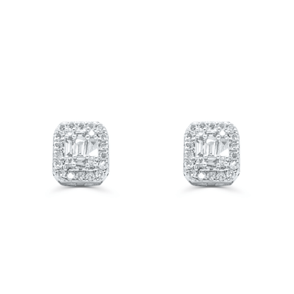 10K White  Gold Diamond Earring