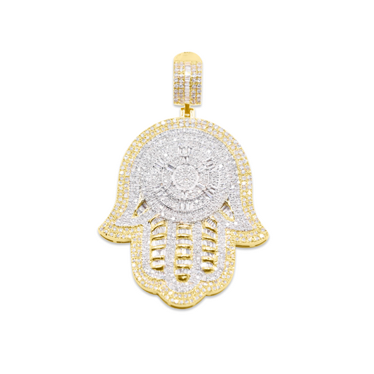 10K Gold Diamond Hamsa Pendant 3.00CT