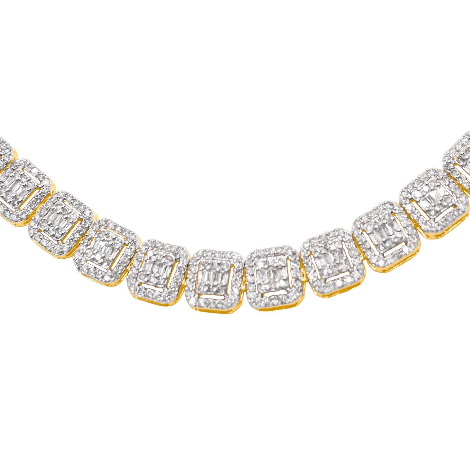 8mm 10K Gold Baguette Square Cut Diamond Chain