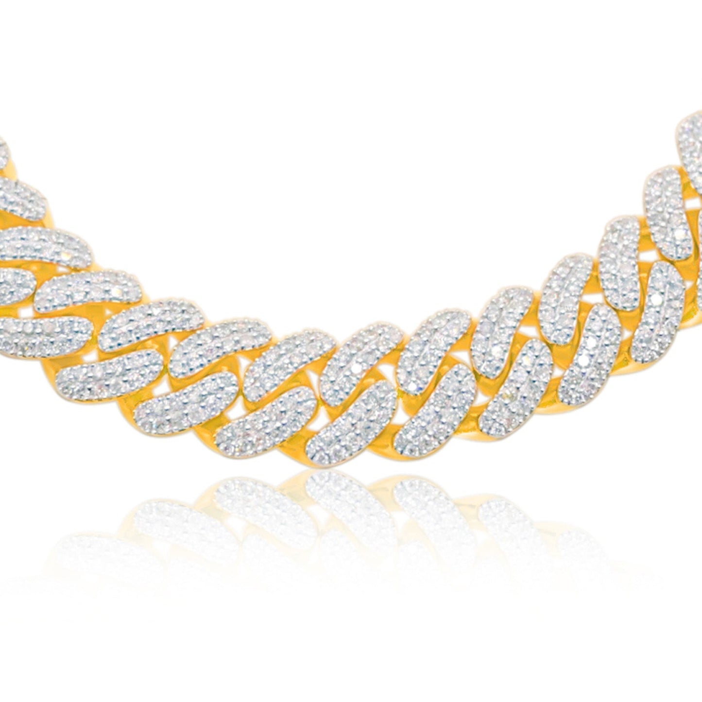 13.8mm 10K Gold Diamond Cuban Link Chain