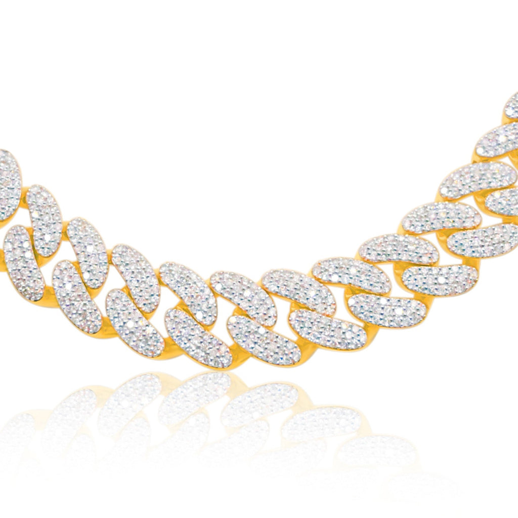 13.8mm 10K Gold Diamond Cuban Link Chain