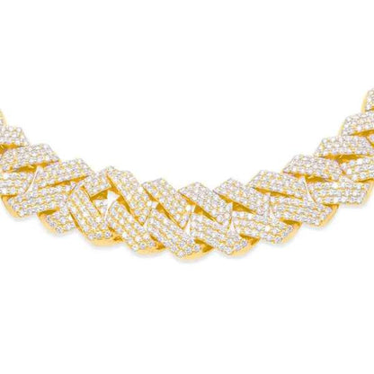 14mm 10K Gold Diamond Cuban Link Chain