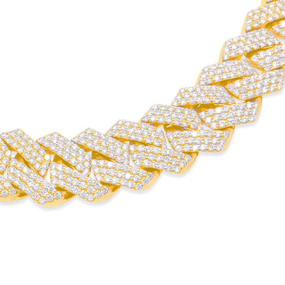 14mm 10K Gold Diamond Cuban Link Chain