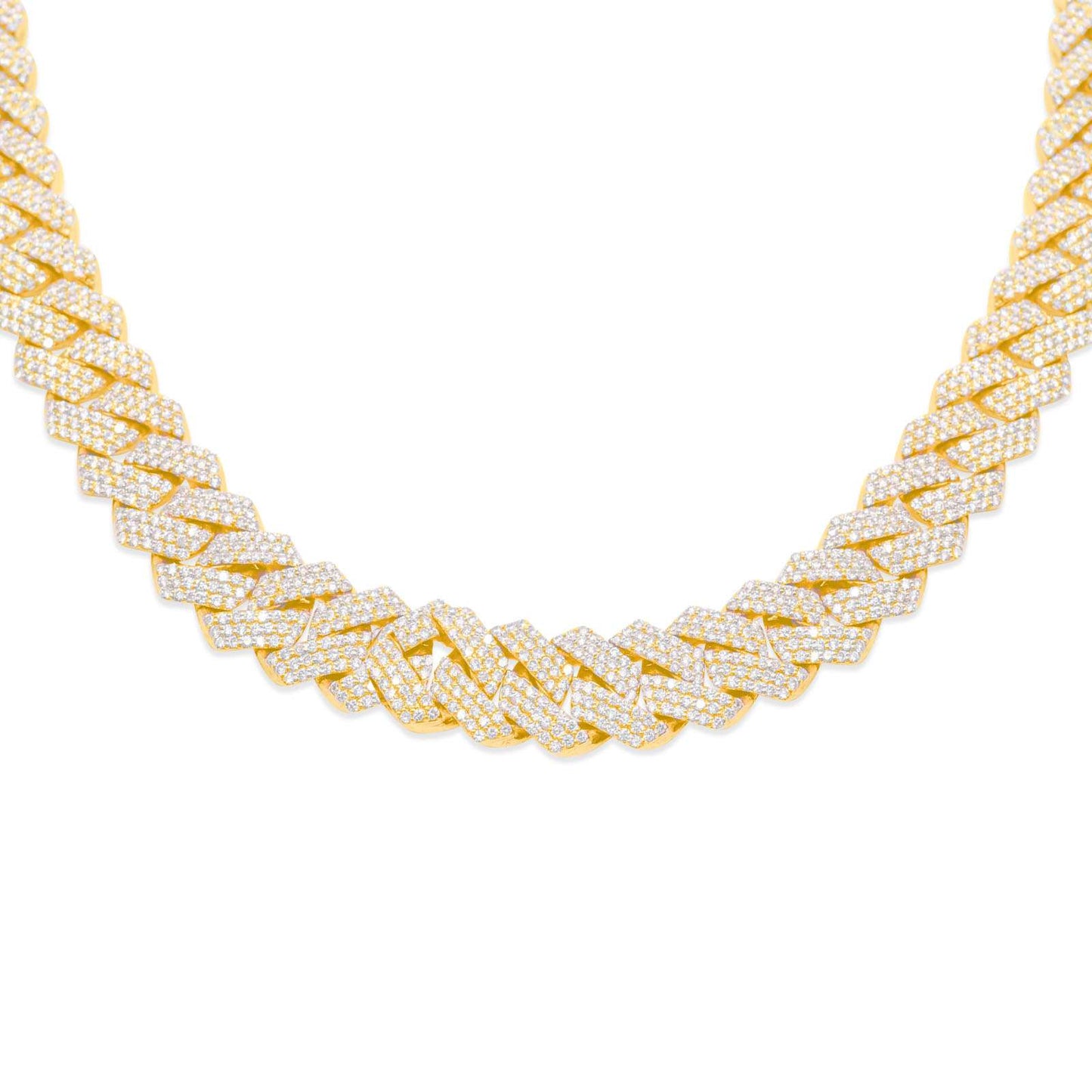 14mm 10K Gold Diamond Cuban Link Chain