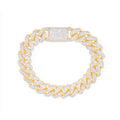 14mm 10K Yellow Gold Diamond Cuban Bracelet