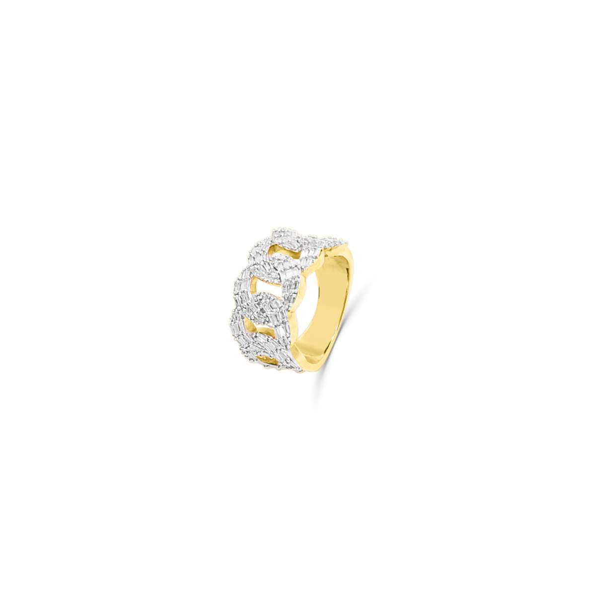 10K Gold Diamond Cuban Men's Ring 2.90CT