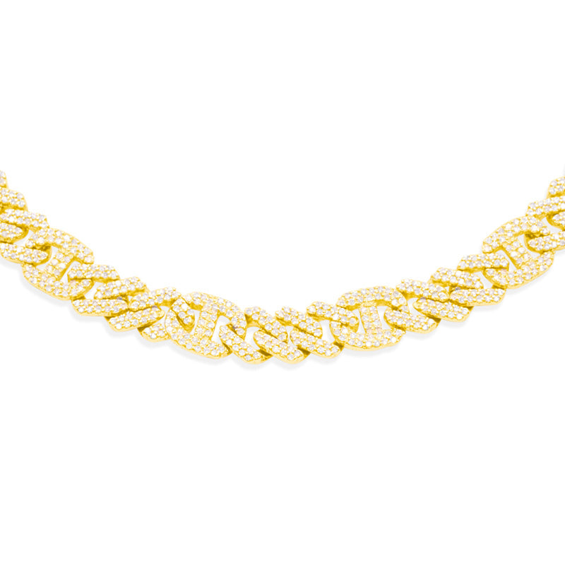 6.5mm 10K Gold Diamond Cuban Link Chain