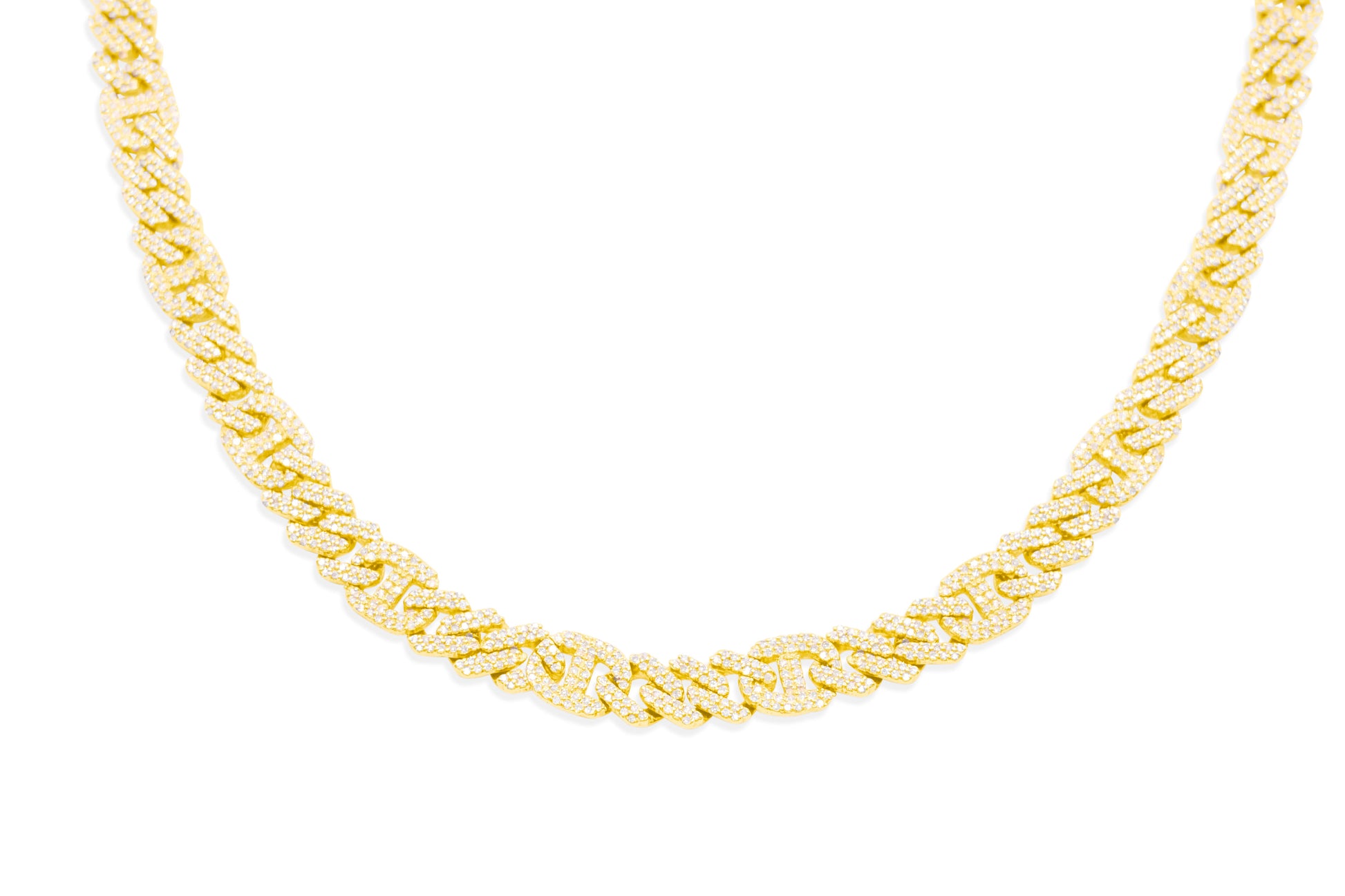 6.5mm 10K Gold Diamond Cuban Link Chain