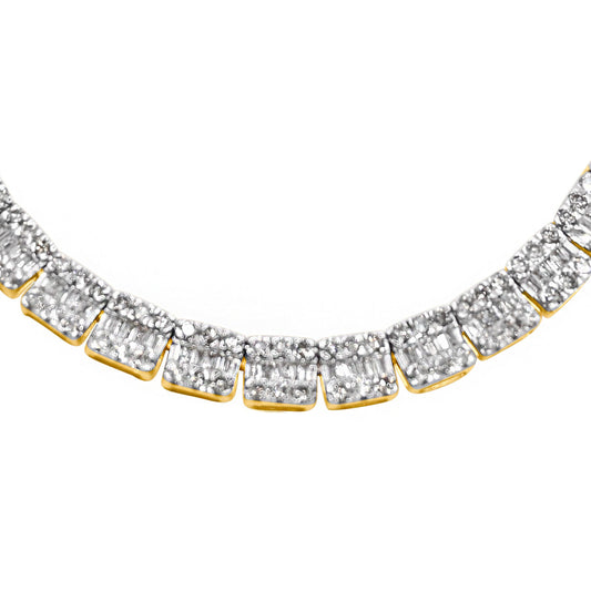 8mm 10K Gold Baguette Square Cut Diamond Chain