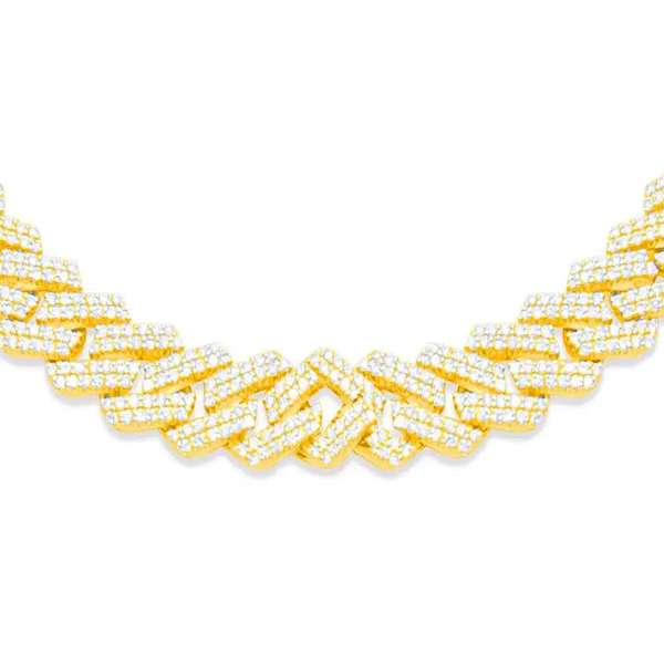 9.5mm 10K Gold Diamond Cuban Link Chain