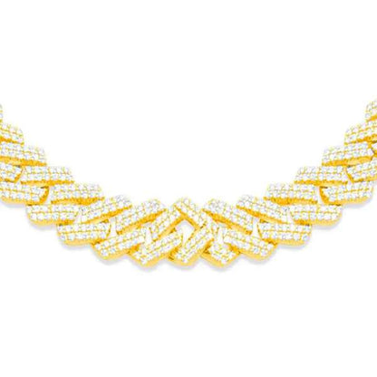 9.5mm 10K Gold Diamond Cuban Link Chain