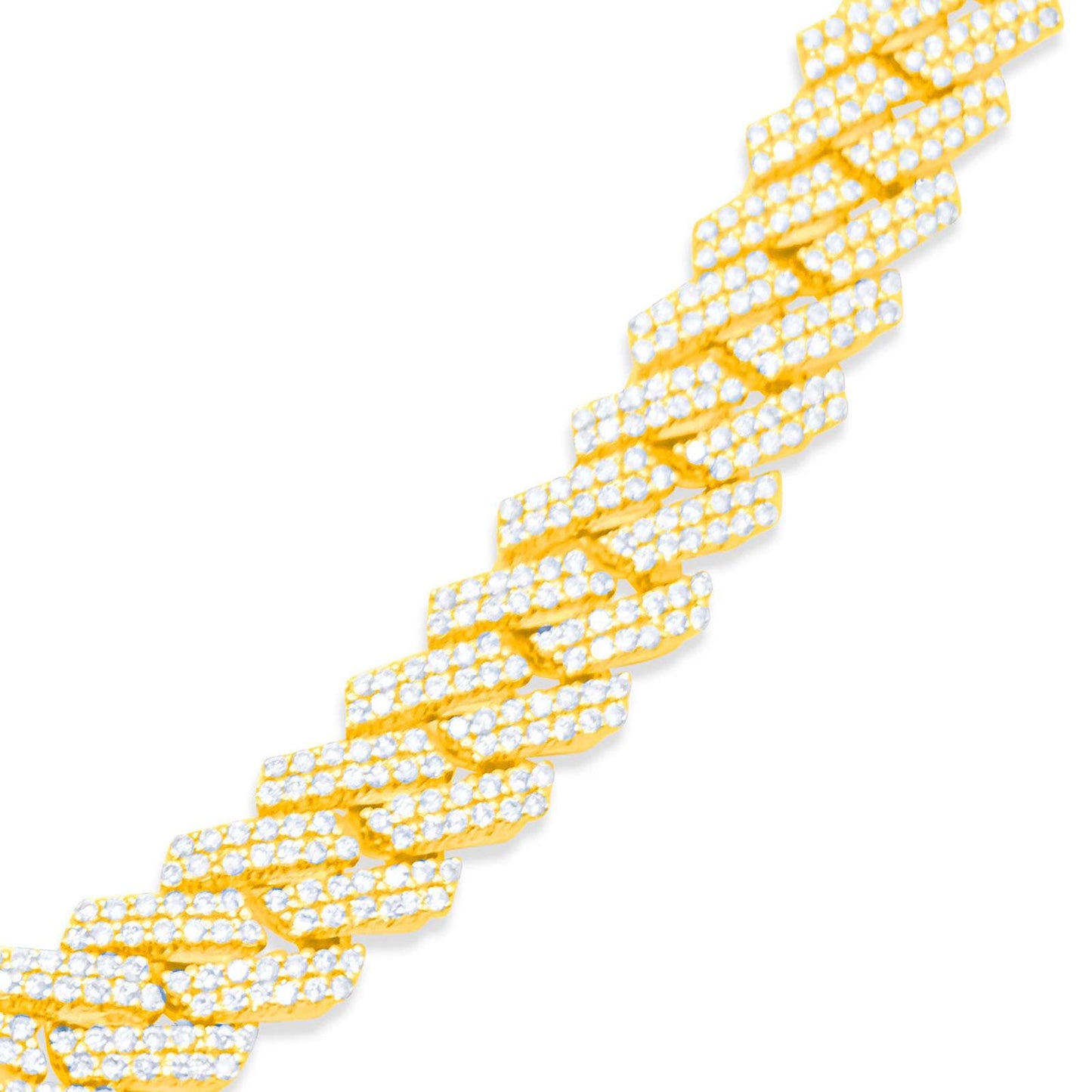 9.5mm 10K Gold Diamond Cuban Link Chain