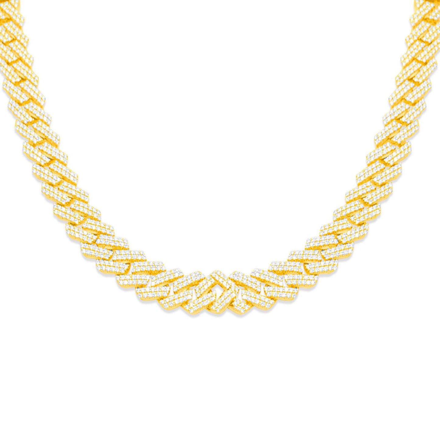 9.5mm 10K Gold Diamond Cuban Link Chain
