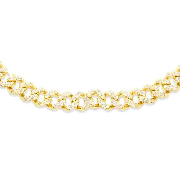 7mm 10K Gold Diamond Cuban Link Chain