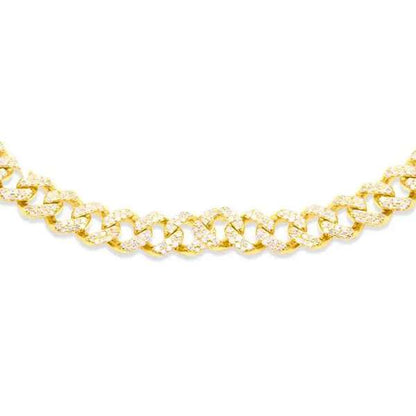 7mm 10K Gold Diamond Cuban Link Chain