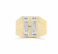 10K Gold Diamond Letter H Men's Ring 2.00CT