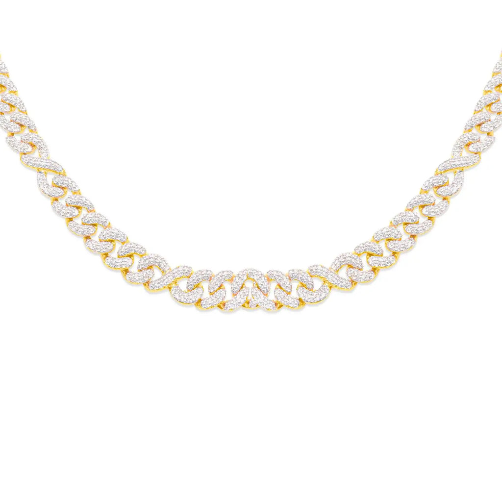 8mm 10K Gold Diamond Cuban Link Chain