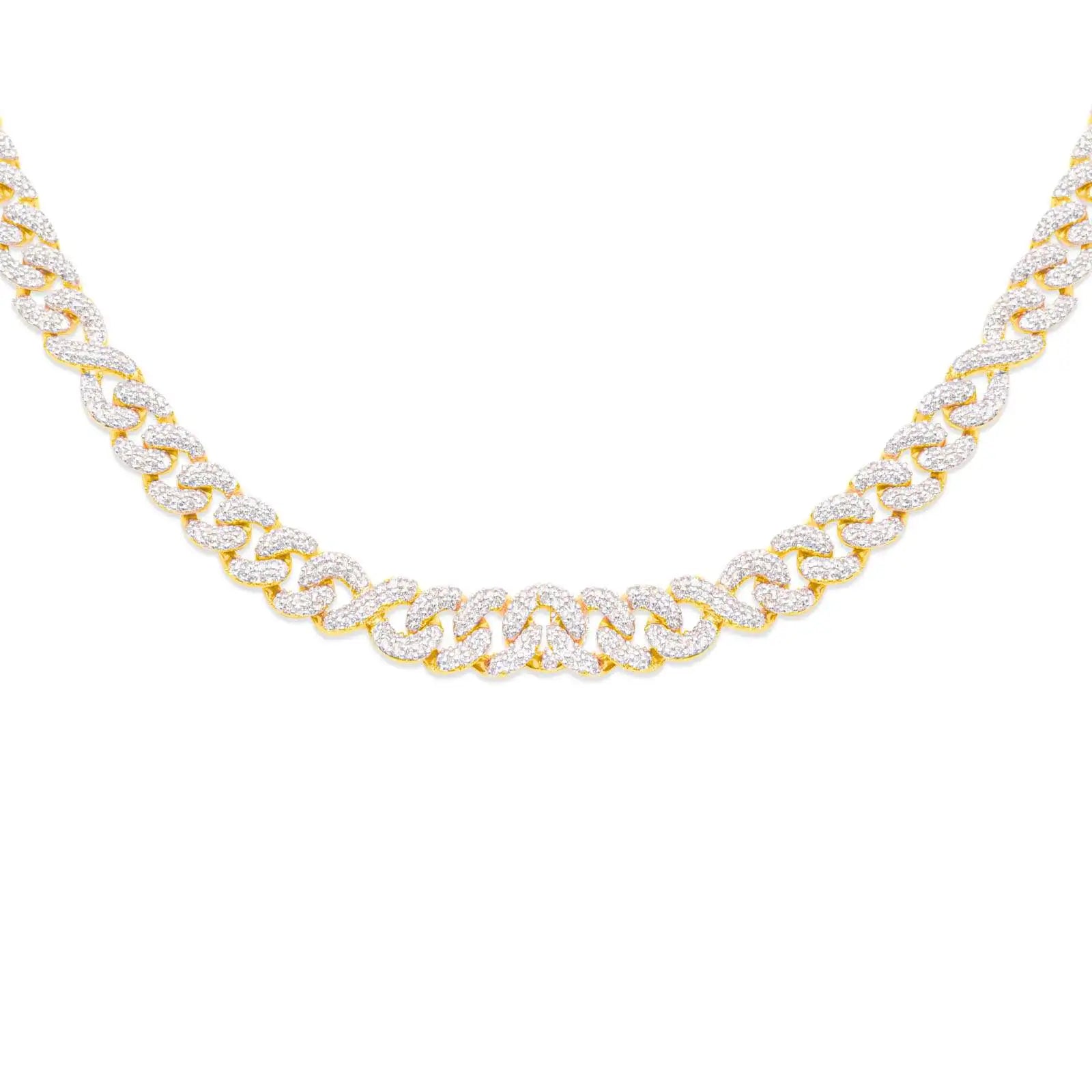 8mm 10K Gold Diamond Cuban Link Chain