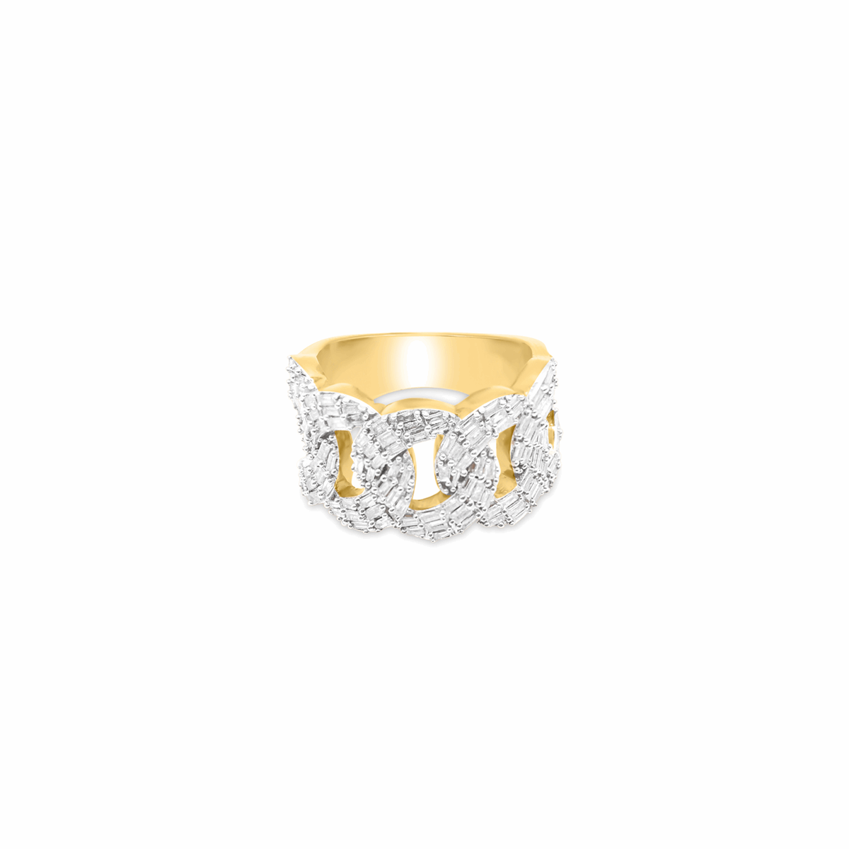 10K Gold Diamond Cuban Men's Ring 2.90CT