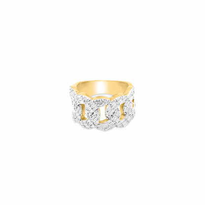 10K Gold Diamond Cuban Men's Ring 2.90CT