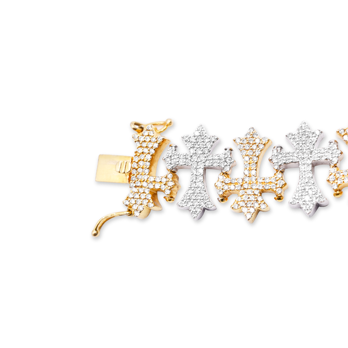 8.5mm 10K Iced Cross Bracelet