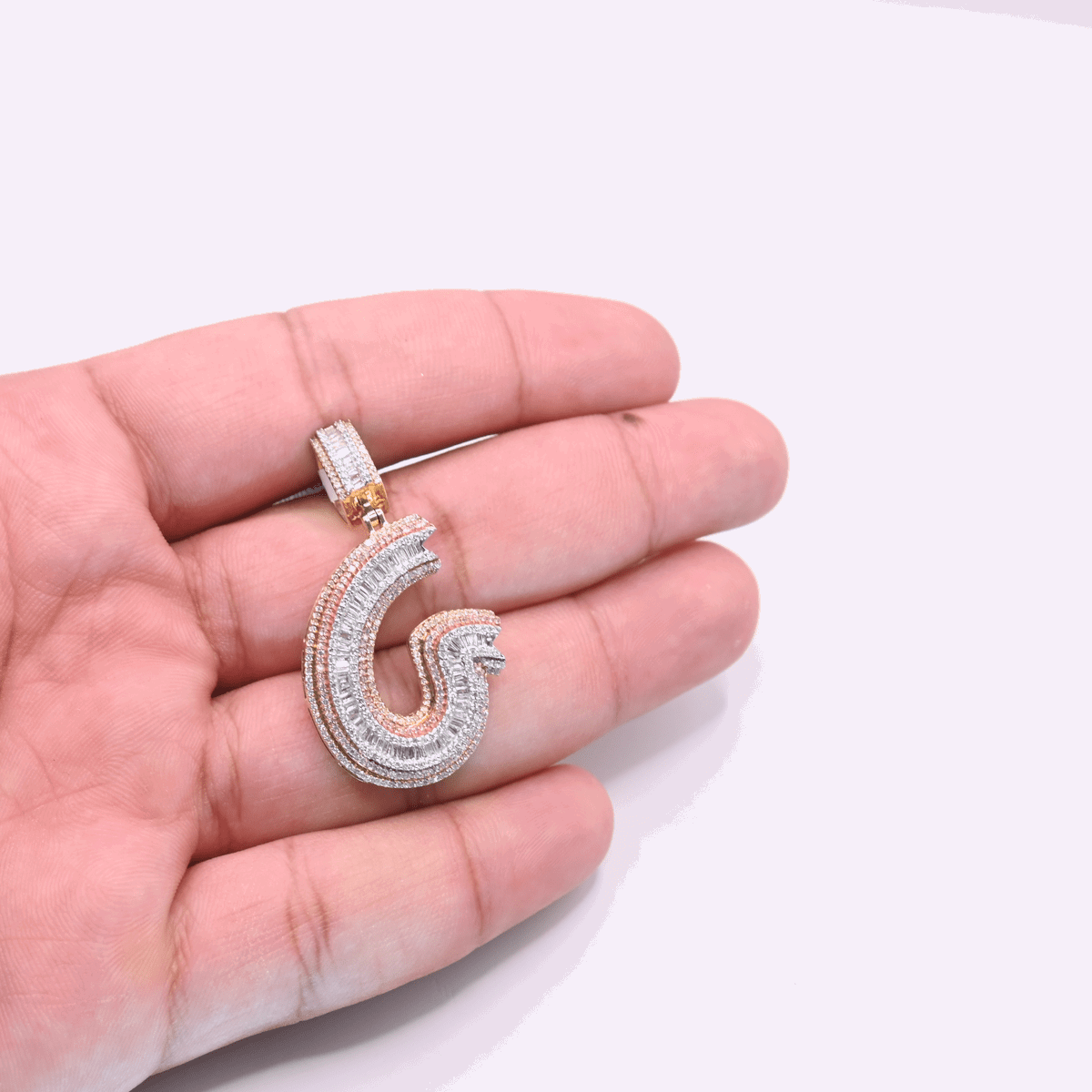 10K Gold Diamond Letter G Pendant 0.65CT