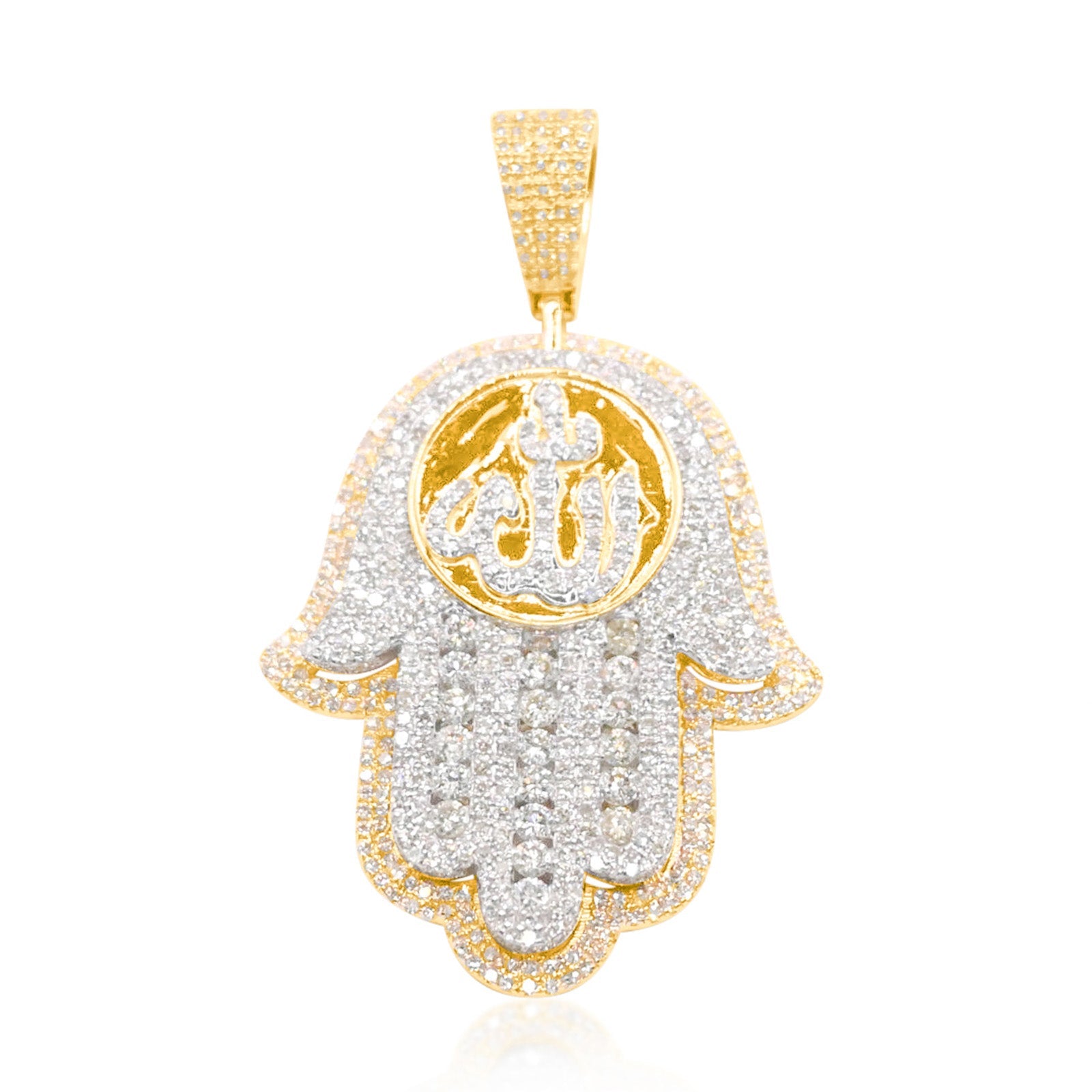10K Gold Diamond Hamsa Pendant 2.50CT