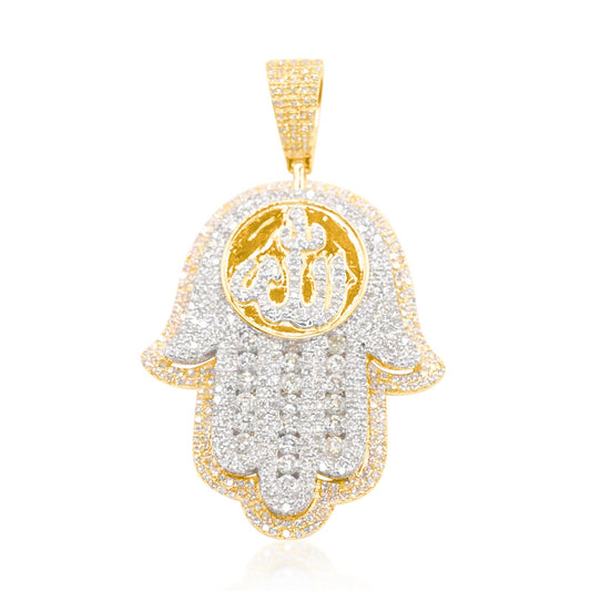 10K Gold Diamond Hamsa Pendant 2.50CT