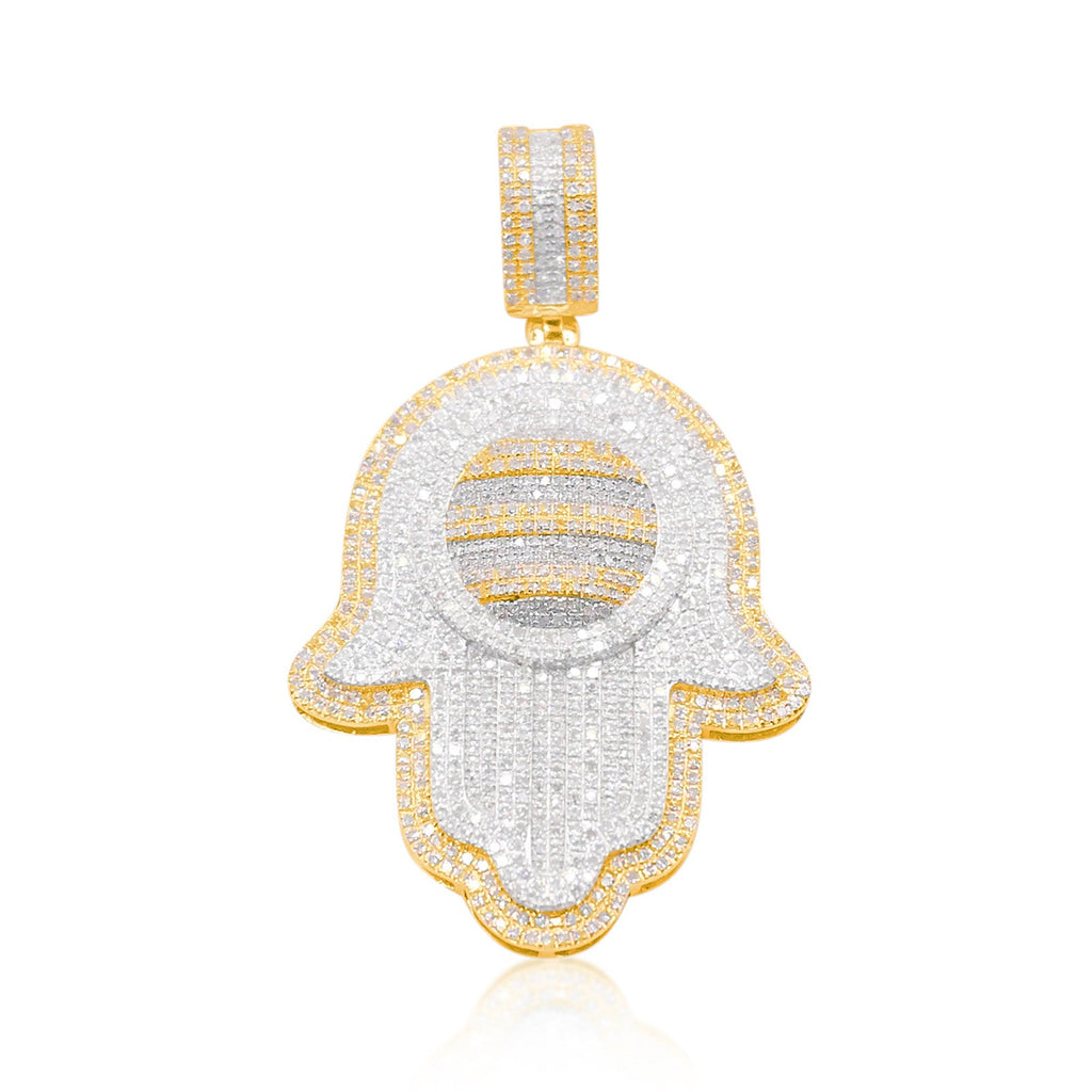 10K Gold Diamond Hamsa Pendant 2.60CT