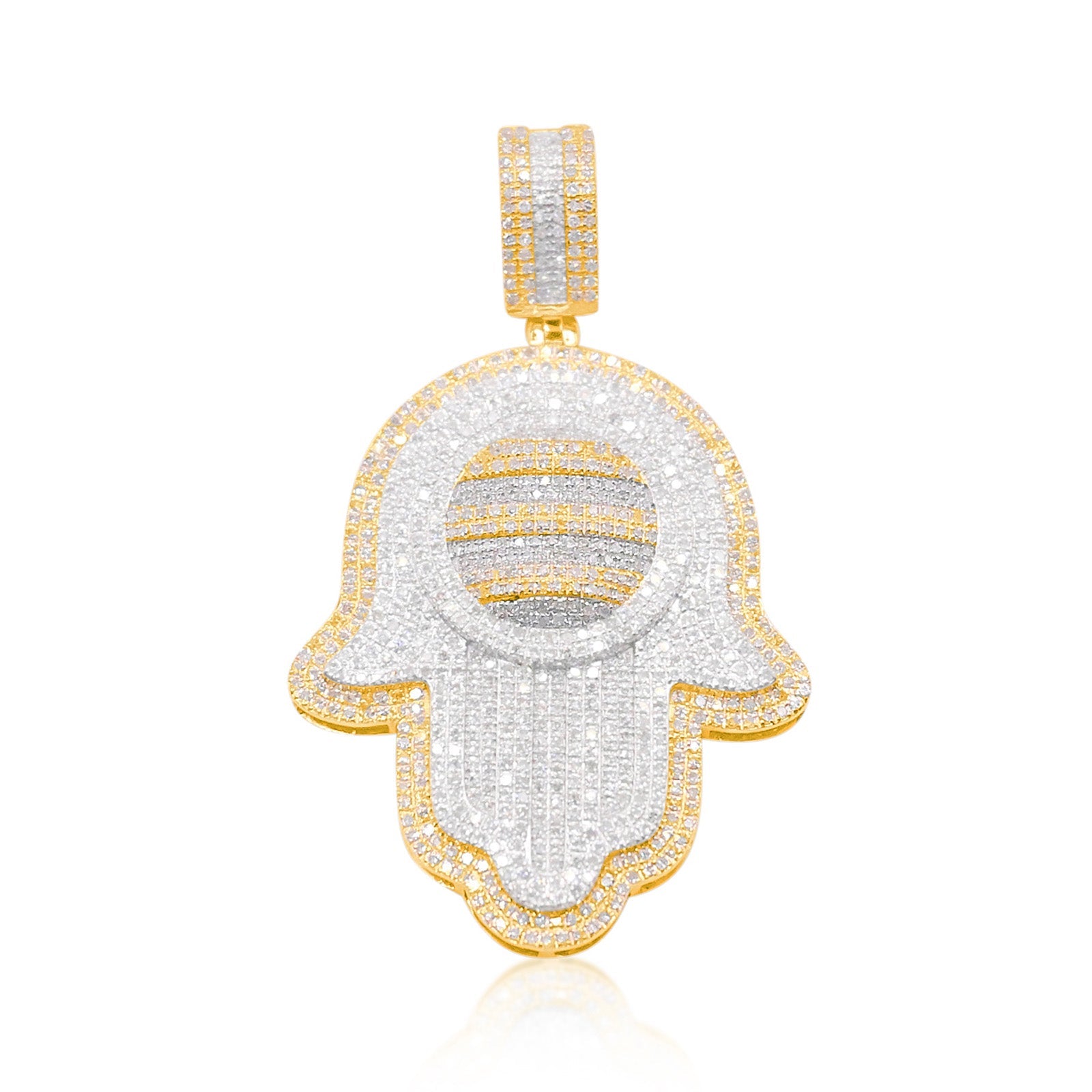 10K Gold Diamond Hamsa Pendant 2.60CT