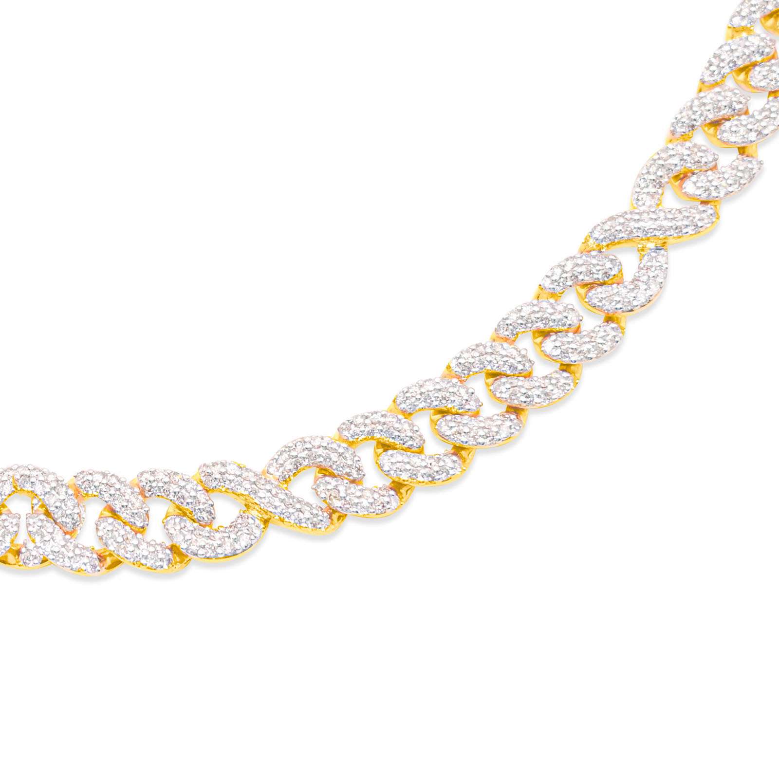 8mm 10K Gold Diamond Cuban Link Chain
