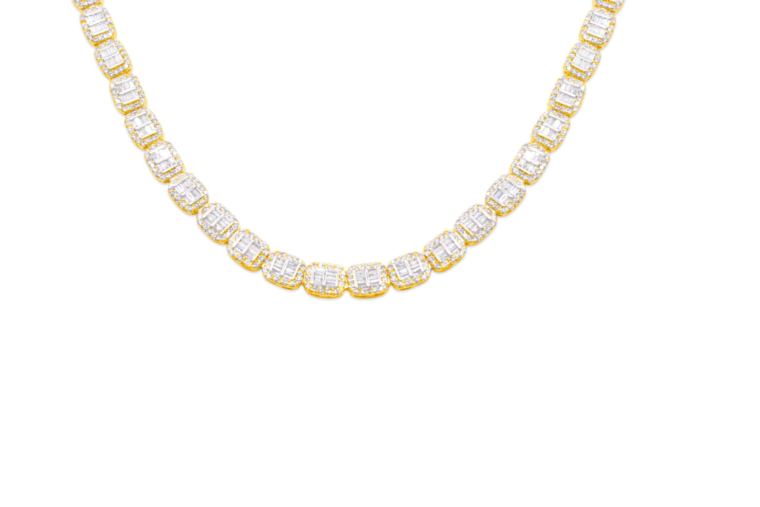 5.5mm 10K Baguette Gold Diamond Necklace