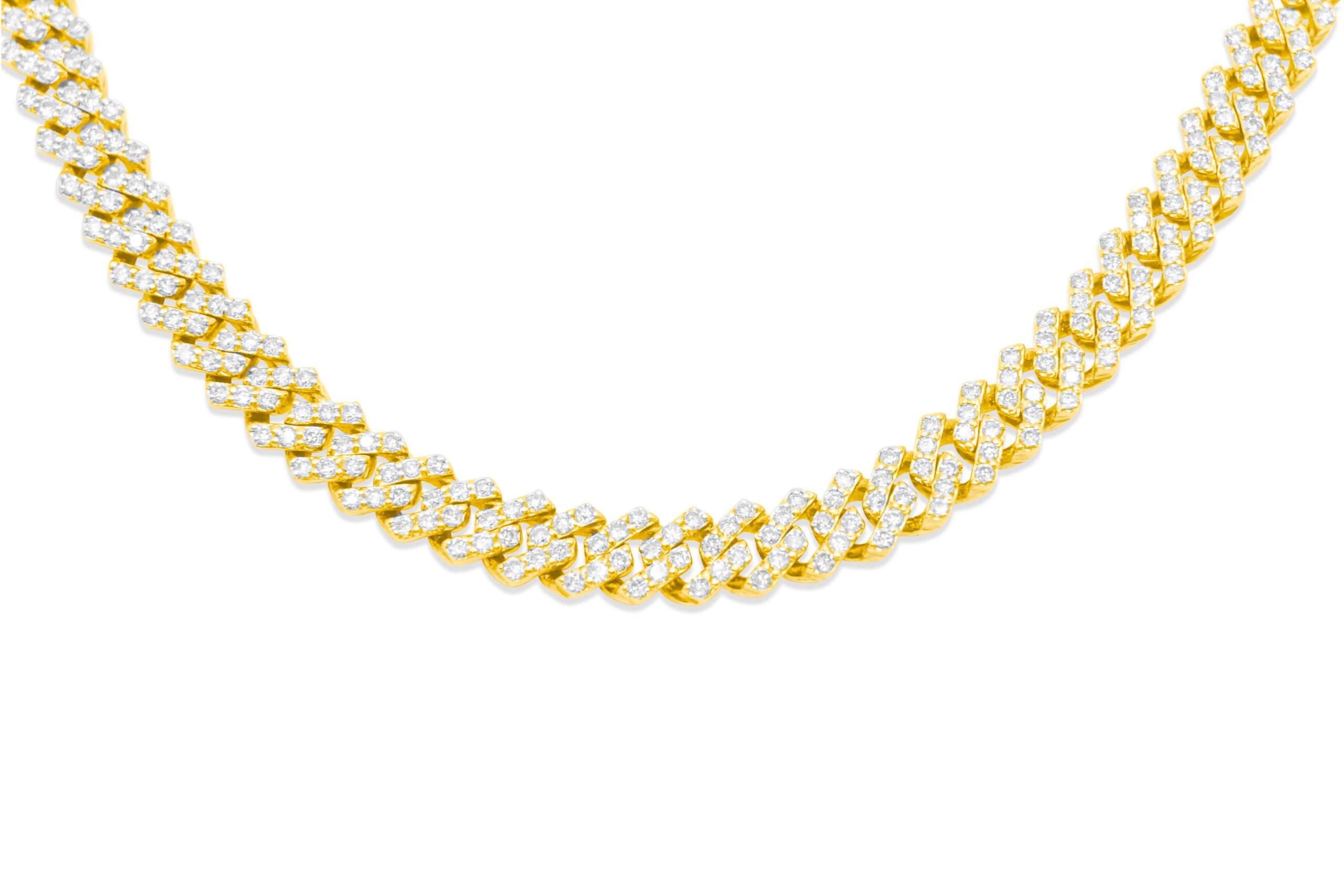 8.5mm 10K Gold Diamond Cuban Link Chain