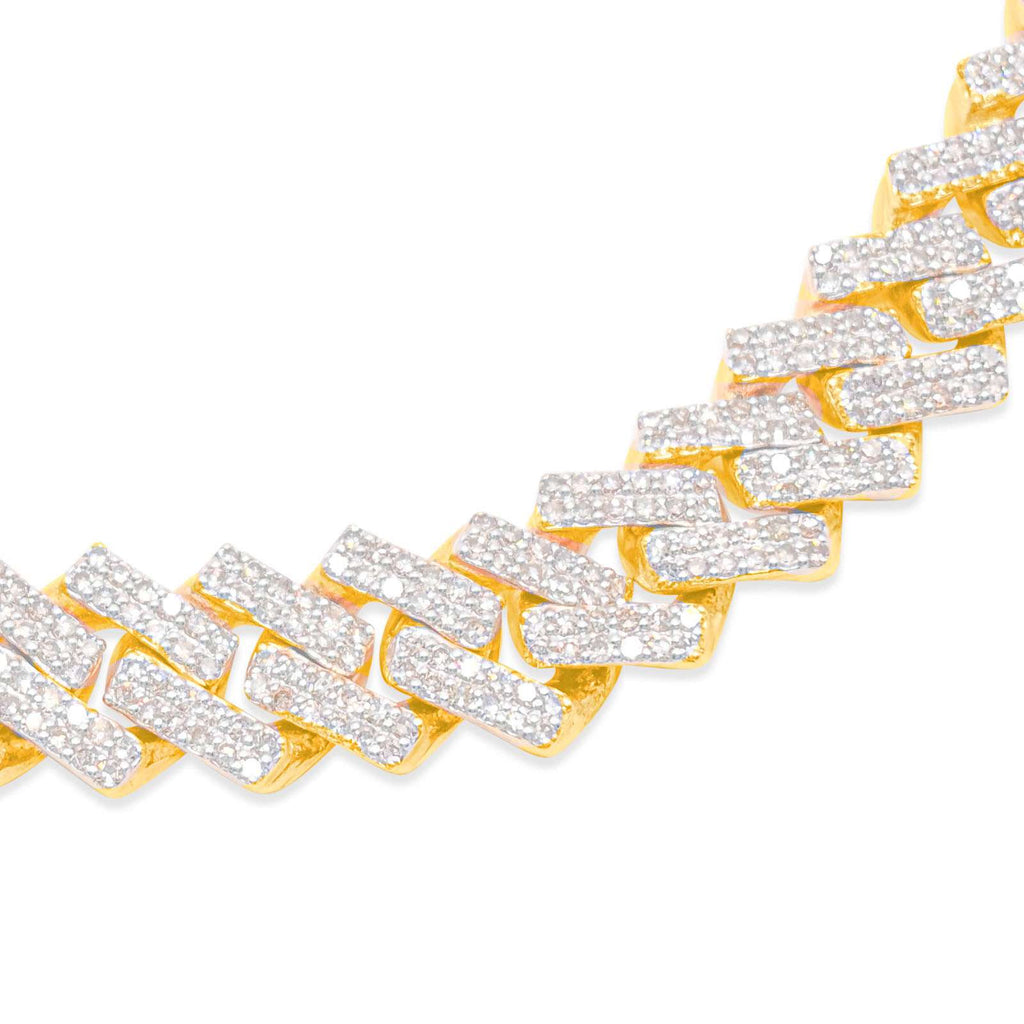 14mm 10K Gold Diamond Cuban Link Chain