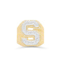 10K Gold Diamond Letter S Men's Ring 3.00CT