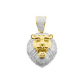 10K Lion Face Gold Diamond Pendant