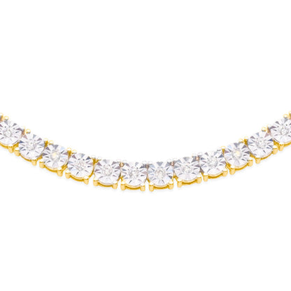 7mm 10K Tennis Gold Diamond Link Necklace