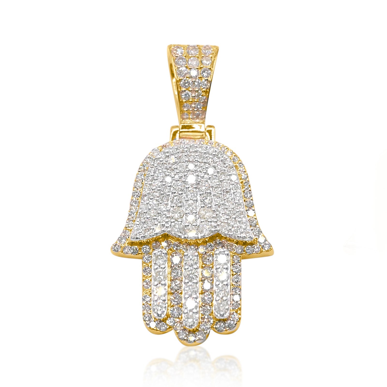 10K Gold Diamond Hamsa Pendant 3.00CT