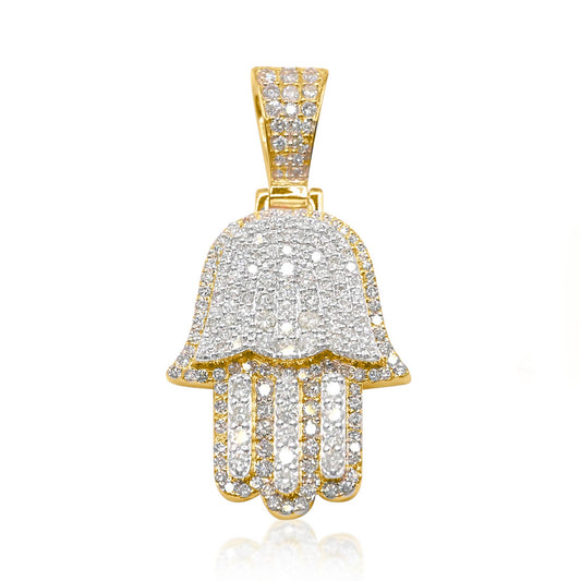 10K Gold Diamond Hamsa Pendant 3.00CT