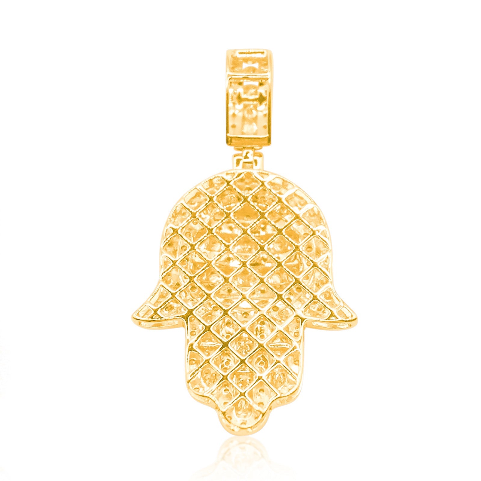 10K Gold Diamond Hamsa Pendant 3.25CT