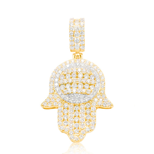 10K Gold Diamond Hamsa Pendant 3.25CT