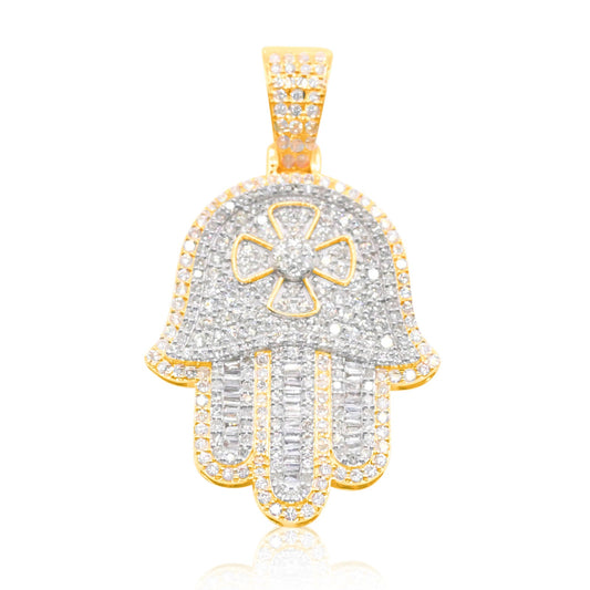 10K Gold Diamond Hamsa Pendant 3.50CT